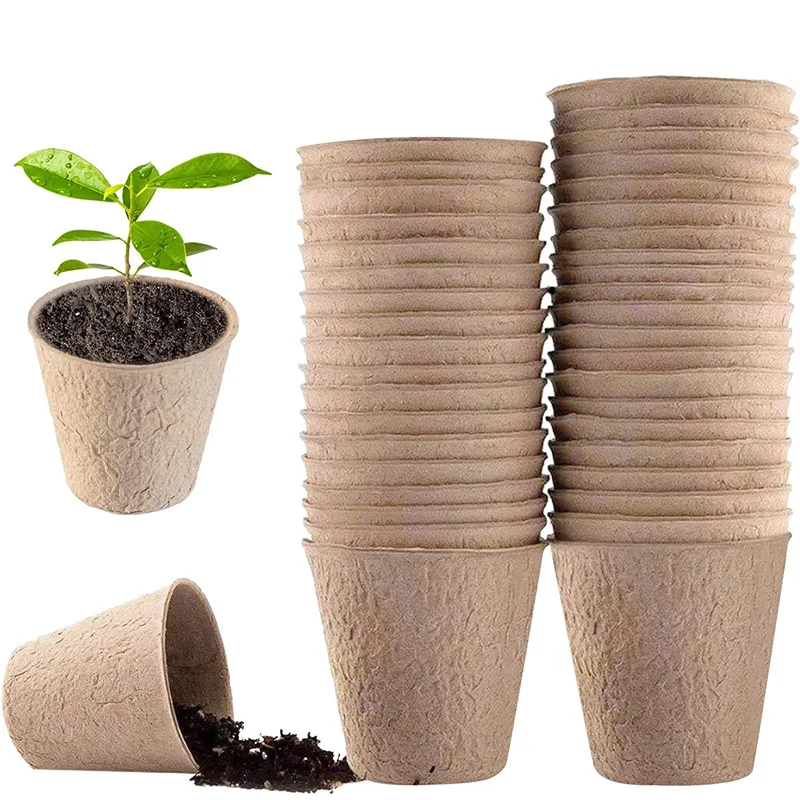 Peat Pellet Tray - 50 unidades de macetas redondas de
